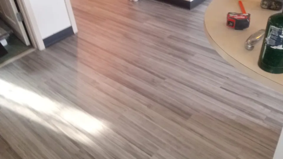 Wood-look LVT office flooring